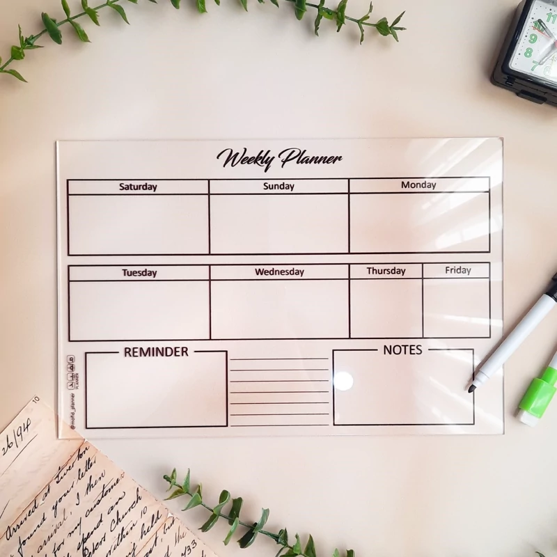 پلنر هفتگی وایت برد رومیزی یا مگنتی 20*30  ماژیک